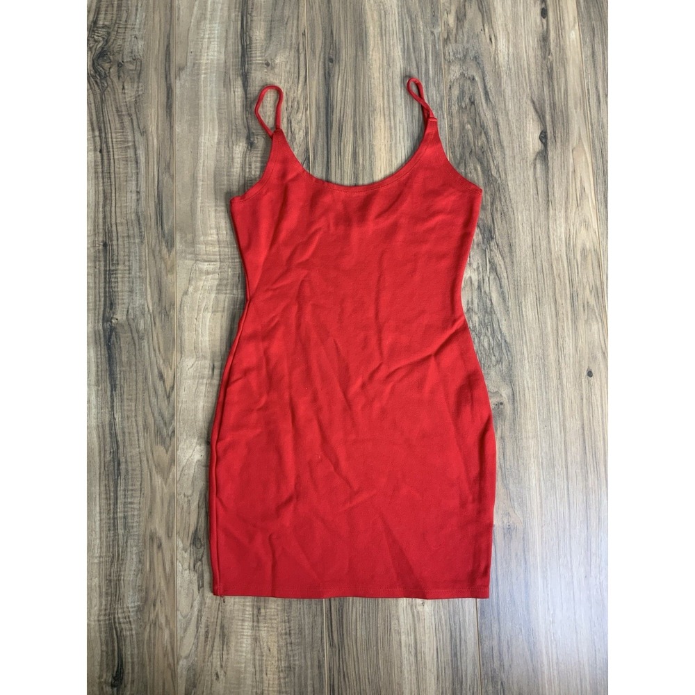 Fashion Nova Women Small Bodycon Dress Spaghetti Strap Short Red‎